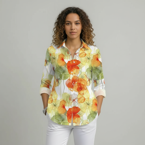 Shirt with Collar Neck and Rolled-Up Long Sleeves in Relaxed Fit - Image 13