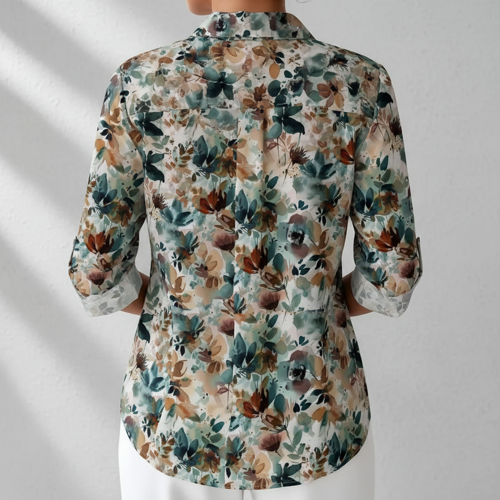 Shirt with Collar Neck and Rolled-Up Long Sleeves in Relaxed Fit - Image 5