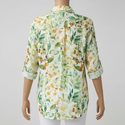 Shirt with Collar Neck and Rolled-Up Long Sleeves in Relaxed Fit - Image 16