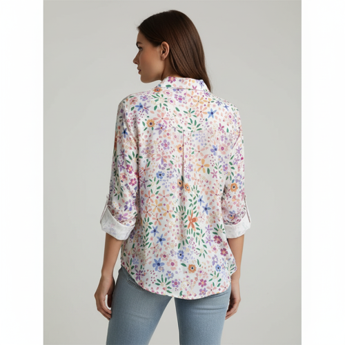 Shirt with Collar Neck and Rolled-Up Long Sleeves in Relaxed Fit - Image 22