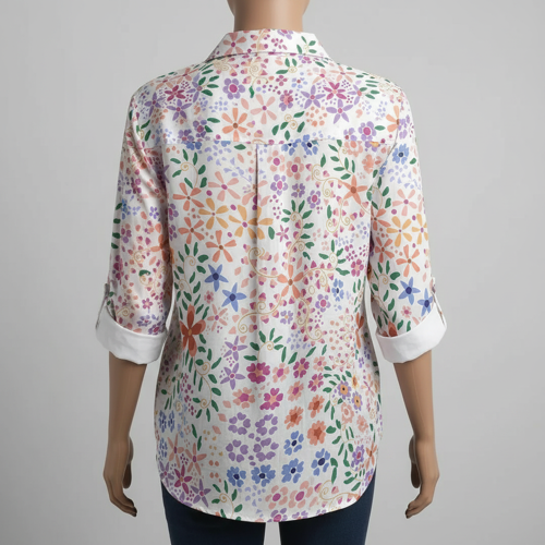Shirt with Collar Neck and Rolled-Up Long Sleeves in Relaxed Fit - Image 23