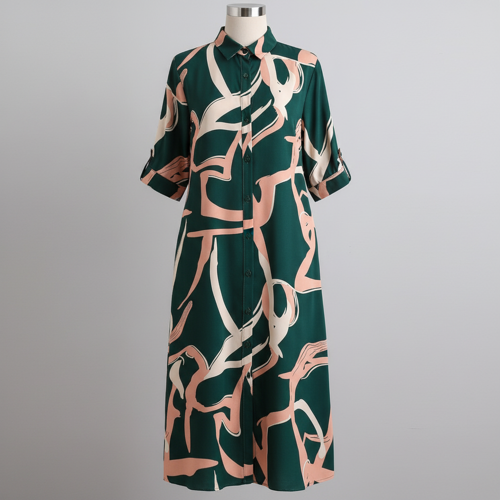 Shirt Dress | Knee Length Dresses | Loose Fit | Button-Down | 3/4 Sleeve | Vacation Outfit - Image 19