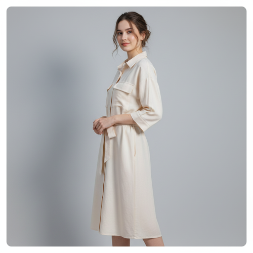 Shirt Dress | Knee Length Dresses | Loose Fit | Button-Down | 3/4 Sleeve | Vacation Outfit - Image 9