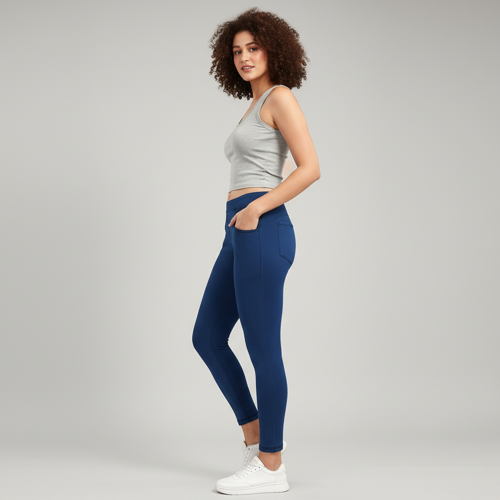 Women’s Solid Mid Rise | Rich Cotton Knitted Fabric | Regular Length | Pack of 1 - Image 23