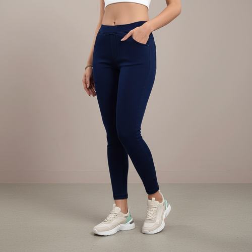 Women’s Solid Mid Rise | Rich Cotton Knitted Fabric | Regular Length | Pack of 1 - Image 38