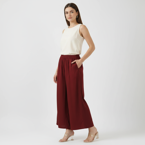 Palazzo for Women in Soft Viscose Fabric | Regular Fit with Mid Rise Waist & Deep Pockets | Versatile for Formal & Casual Wear - Image 60