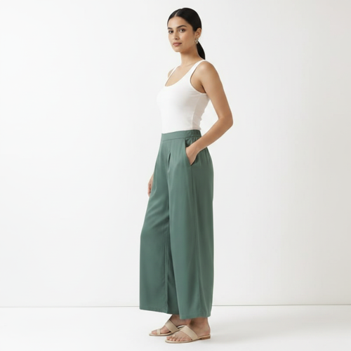 Palazzo for Women in Soft Viscose Fabric | Regular Fit with Mid Rise Waist & Deep Pockets | Versatile for Formal & Casual Wear - Image 36