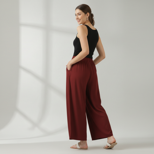 Palazzo for Women in Soft Viscose Fabric | Regular Fit with Mid Rise Waist & Deep Pockets | Versatile for Formal & Casual Wear - Image 61