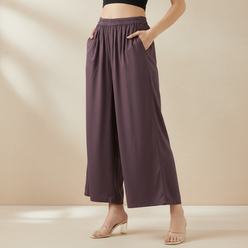Palazzo for Women in Soft Viscose Fabric | Regular Fit with Mid Rise Waist & Deep Pockets | Versatile for Formal & Casual Wear - Image 17