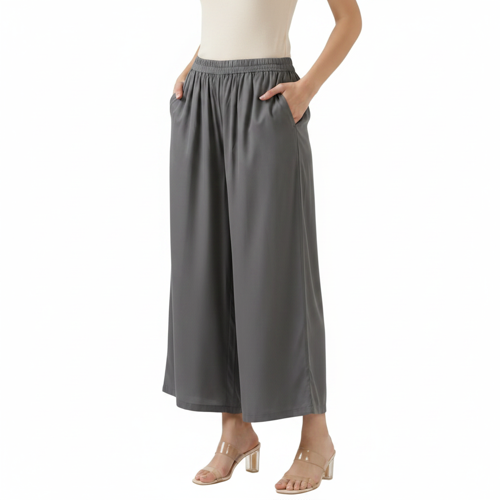 Palazzo for Women in Soft Viscose Fabric | Regular Fit with Mid Rise Waist & Deep Pockets | Versatile for Formal & Casual Wear - Image 4