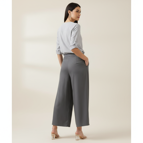 Palazzo for Women in Soft Viscose Fabric | Regular Fit with Mid Rise Waist & Deep Pockets | Versatile for Formal & Casual Wear - Image 5