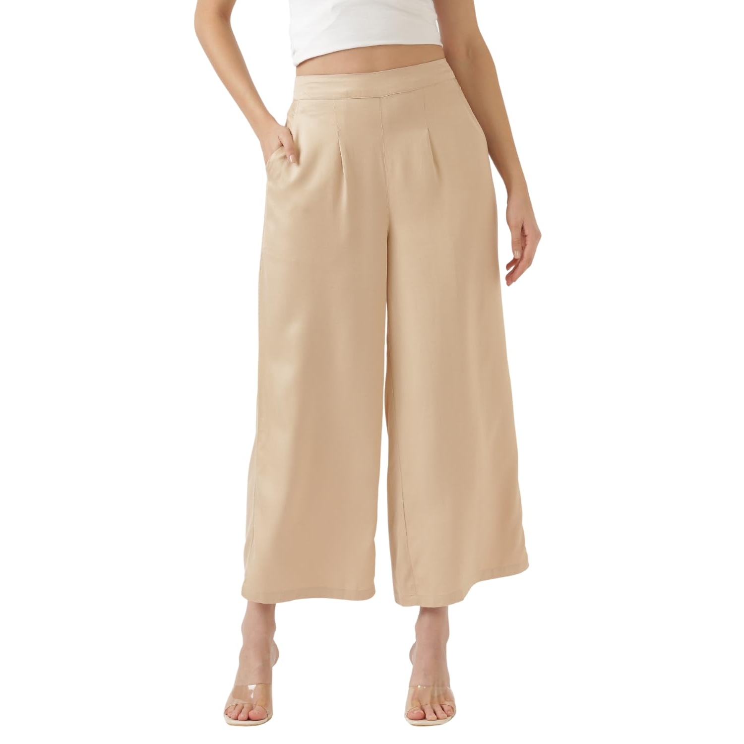 Palazzo for Women in Soft Viscose Fabric | Regular Fit with Mid Rise Waist & Deep Pockets | Versatile for Formal & Casual Wear - Image 69