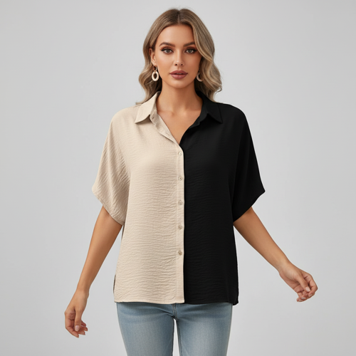 Women – Korean Casual Short Sleeve Loose Fit Top | Plus Size Summer Wear for Girls & Women - Image 2