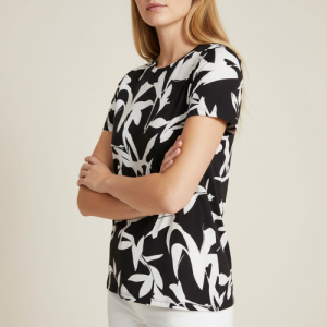 Women Abstract Printed Regular Fit T-Shirt (SP24ELITE02BLACK)_XL