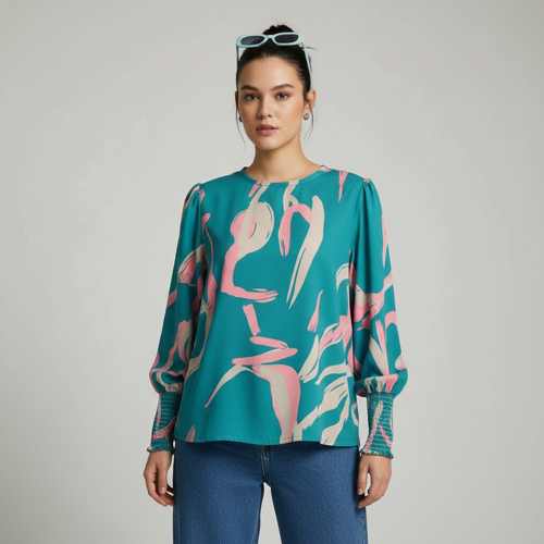 Women Rayon Regular Top Green 2XL - Image 2