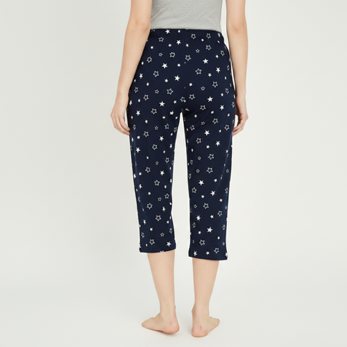 Women’s Regular Fit Mid Rise Star Printed Knit Capri - Image 2