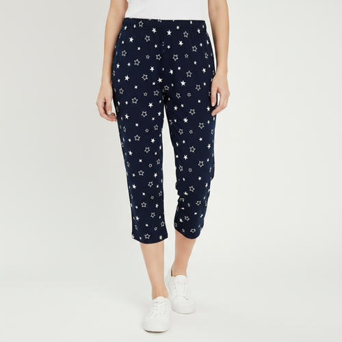 Women’s Regular Fit Mid Rise Star Printed Knit Capri - Image 4