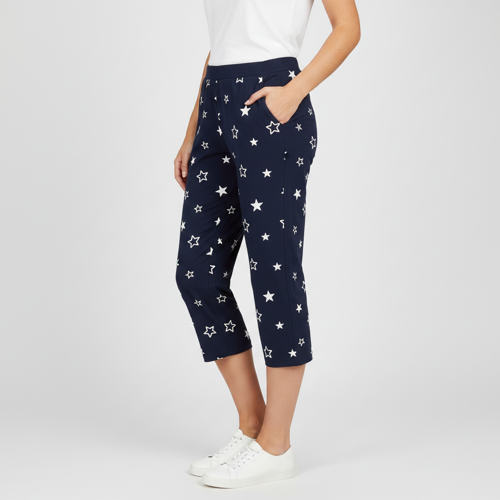 Women’s Regular Fit Mid Rise Star Printed Knit Capri - Image 5