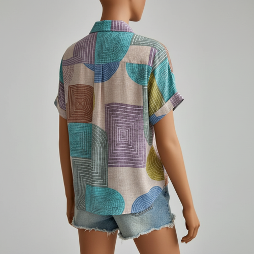 Shirt, Half Sleeve, Collar Neck, Casual Button-Up Top, Rayon Fabric - Image 12
