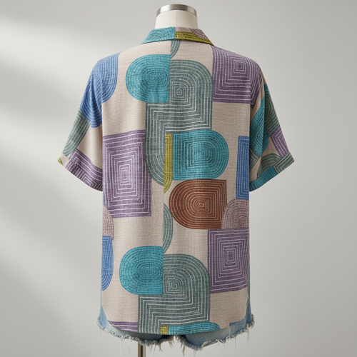 Shirt, Half Sleeve, Collar Neck, Casual Button-Up Top, Rayon Fabric - Image 13