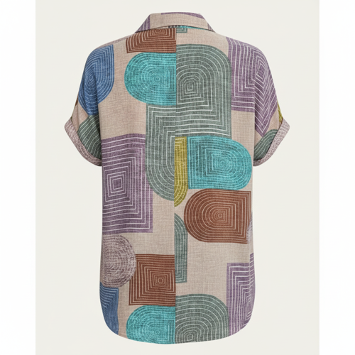 Shirt, Half Sleeve, Collar Neck, Casual Button-Up Top, Rayon Fabric - Image 3