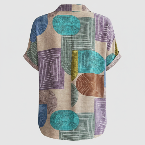 Shirt, Half Sleeve, Collar Neck, Casual Button-Up Top, Rayon Fabric - Image 11