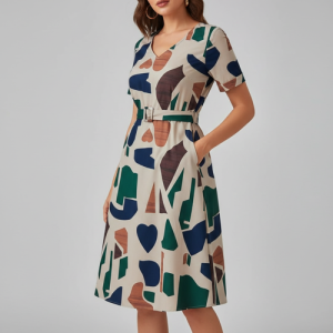 Short One Piece A-Line Midi Dress | Lightweight Vacation Wear & Daily Casual Outfit