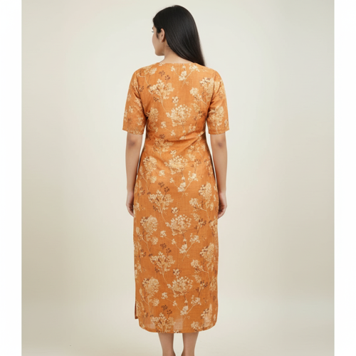 Women’s Chanderi Straight Printed College Kurti (KT12_Fenta_XL) - Image 4