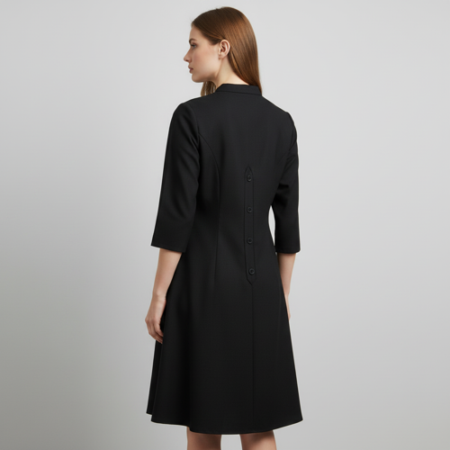 Top with 3/4th Sleeves Mandarin Collar Neck Solid Pattern A Line Style Knee-Length and Regular Fit - Image 5