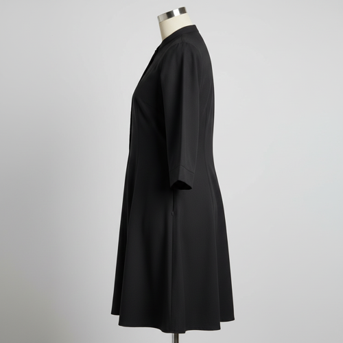 Top with 3/4th Sleeves Mandarin Collar Neck Solid Pattern A Line Style Knee-Length and Regular Fit - Image 7