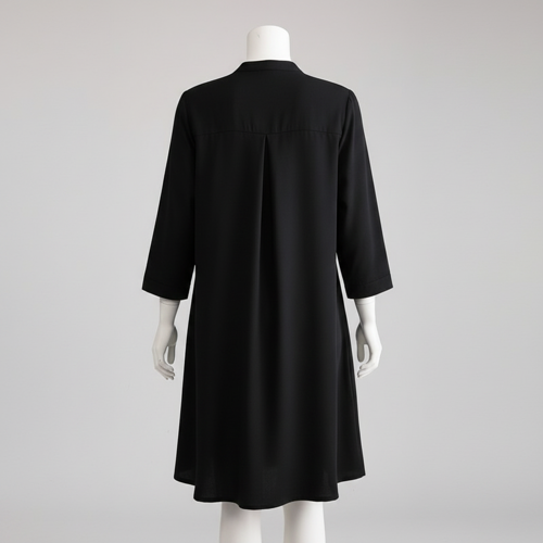 Top with 3/4th Sleeves Mandarin Collar Neck Solid Pattern A Line Style Knee-Length and Regular Fit - Image 16