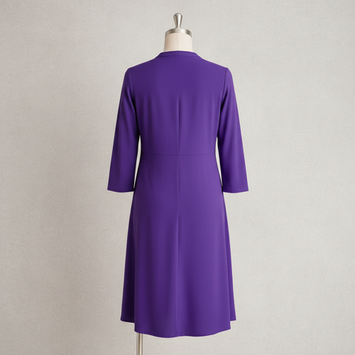 Top with 3/4th Sleeves Mandarin Collar Neck Solid Pattern A Line Style Knee-Length and Regular Fit - Image 11