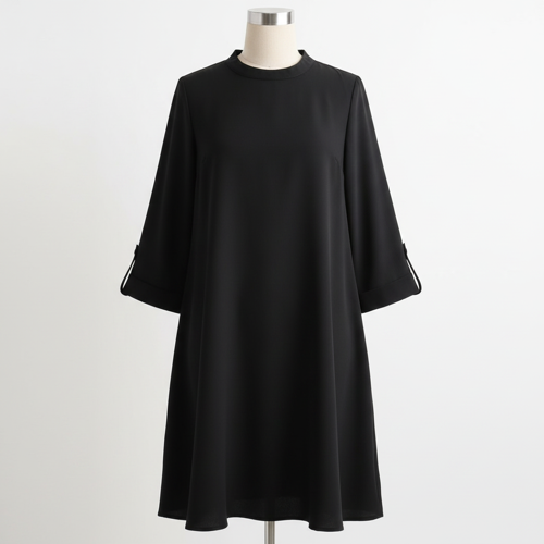 Top with 3/4th Sleeves Mandarin Collar Neck Solid Pattern A Line Style Knee-Length and Regular Fit - Image 14