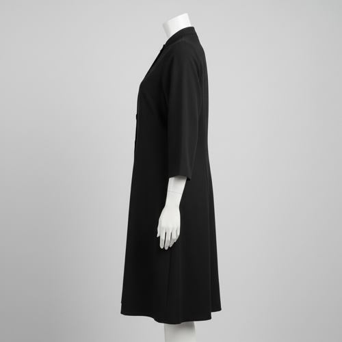 Top with 3/4th Sleeves Mandarin Collar Neck Solid Pattern A Line Style Knee-Length and Regular Fit - Image 16