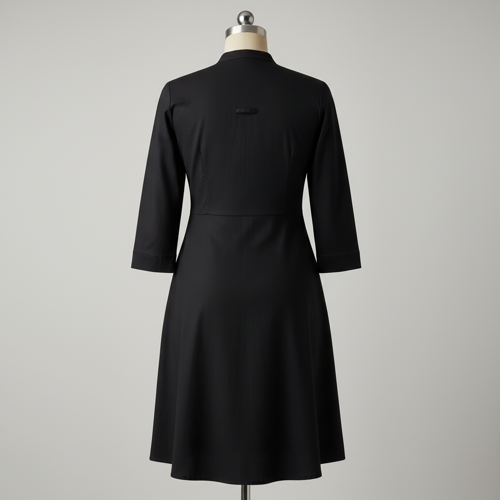 Top with 3/4th Sleeves Mandarin Collar Neck Solid Pattern A Line Style Knee-Length and Regular Fit - Image 17
