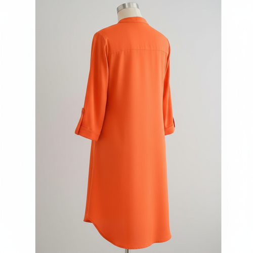Top with 3/4th Sleeves Mandarin Collar Neck Solid Pattern A Line Style Knee-Length and Regular Fit - Image 18
