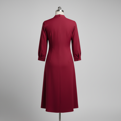 Top with 3/4th Sleeves Mandarin Collar Neck Solid Pattern A Line Style Knee-Length and Regular Fit - Image 6