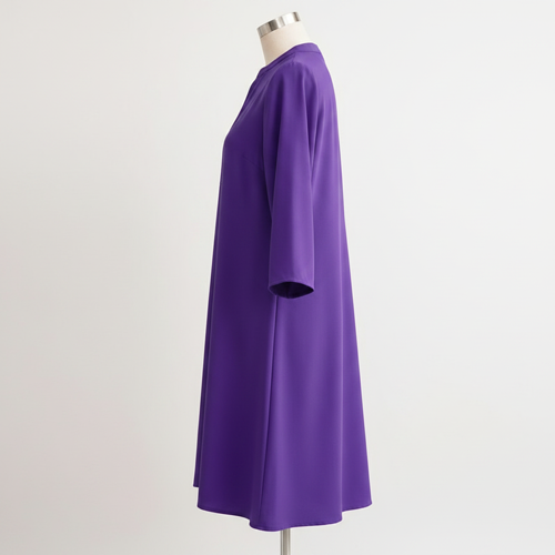 Top with 3/4th Sleeves Mandarin Collar Neck Solid Pattern A Line Style Knee-Length and Regular Fit - Image 10