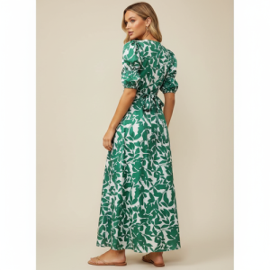Dress Printed Boho Style, Short Sleeve, Tie Waist, Summer Casual Outfit