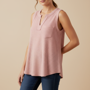 Woman Fashion Waffle Summer Winter Tops for Woman Deep V Neck Sleeveless Tops Womens Casual Tops (in, Alpha, XL, Regular, Pink)