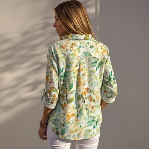 Shirt with Collar Neck and Rolled-Up Long Sleeves in Relaxed Fit - Image 12