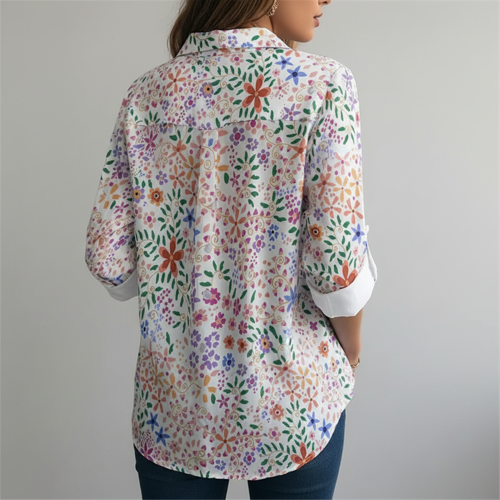 Shirt with Collar Neck and Rolled-Up Long Sleeves in Relaxed Fit - Image 13