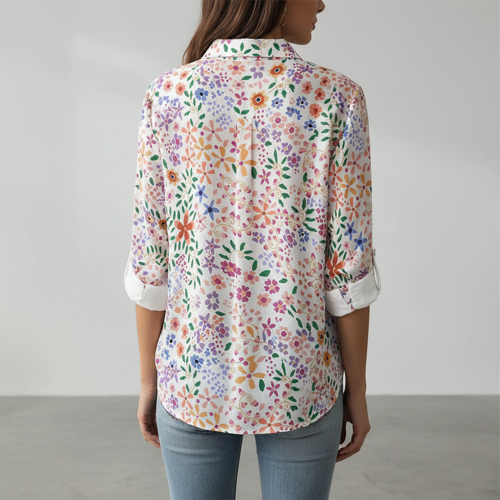 Shirt with Collar Neck and Rolled-Up Long Sleeves in Relaxed Fit - Image 15