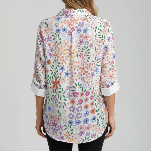 Shirt with Collar Neck and Rolled-Up Long Sleeves in Relaxed Fit - Image 16