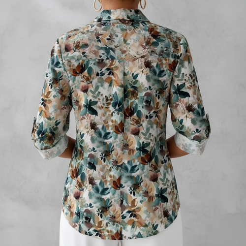 Shirt with Collar Neck and Rolled-Up Long Sleeves in Relaxed Fit - Image 24