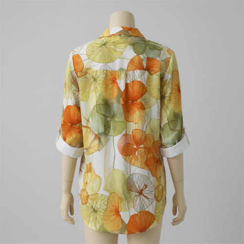 Shirt with Collar Neck and Rolled-Up Long Sleeves in Relaxed Fit - Image 4