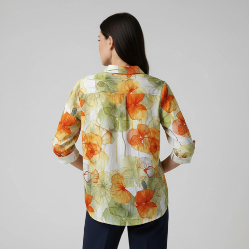 Shirt with Collar Neck and Rolled-Up Long Sleeves in Relaxed Fit - Image 6