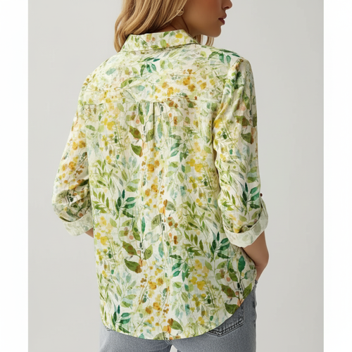 Shirt with Collar Neck and Rolled-Up Long Sleeves in Relaxed Fit - Image 7
