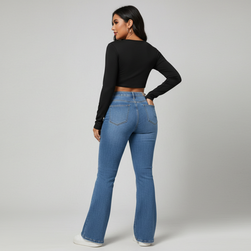 Jeans | Flared Bell Bottom Bootcut Pants | Wide Leg Stretch Denim – Perfect for Travel, Party & Everyday Use – Sizes 26–40 (2) - Image 10