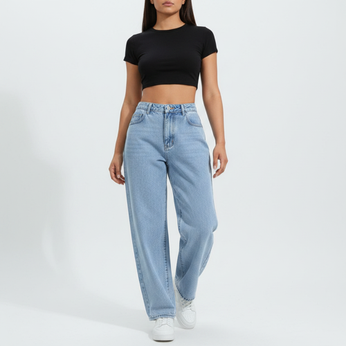 Jeans – Baggy Denim Pants, Loose Fit Casual Straight Leg Pant for Girls & Womens - Image 2